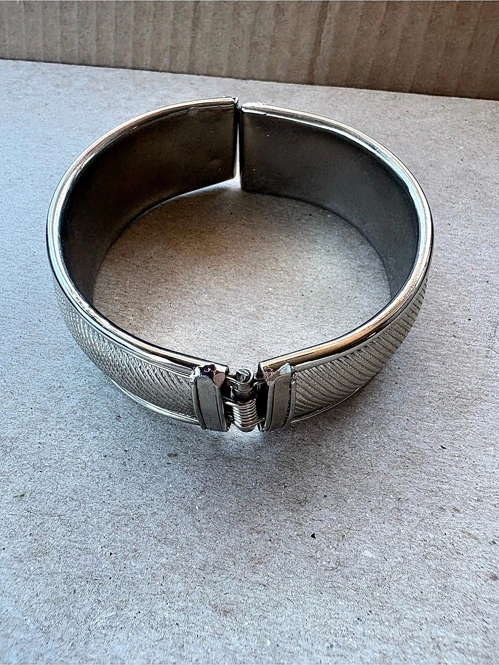 Textured Silver-Tone Cuff Bracelet Fair Condition